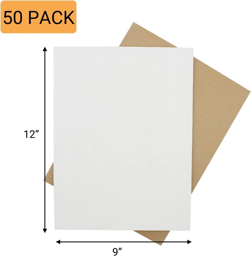 zmybcpack 50 Pack White Corrugated Cardboard Sheets 9x12 inch, Corrugated Cardboard Filler Insert Sheet Pads for Packing, Mailing, Crafts - Image 2